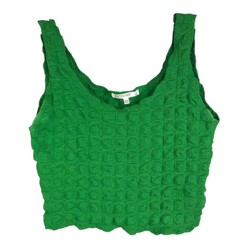 Antistar Crop Top Women's Sz M Kelly Green Scoop Neck Textured Sleeveless